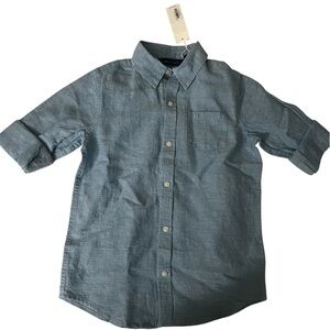 Janie and Jack Light Blue Casual Button-Down Shirt-linen size 7 NWT